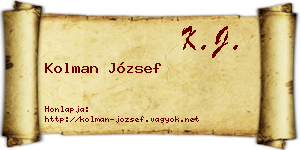 Kolman József névjegykártya